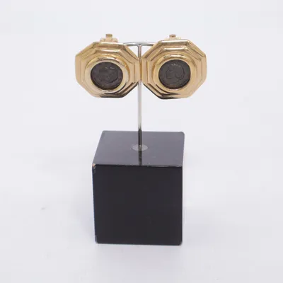 Clips-örhängen (Guldfärgad, Svart) Okänd metall