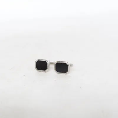 Manschettknappar (Svart, Silverfärgad) Okänd metall