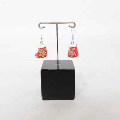 Earrings (Red, White, Brown) Unknown metal
