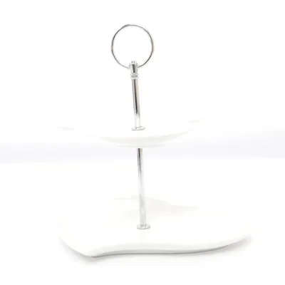 Våningsfat (Vit, Silverfärgad)