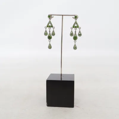 Örhängen (Grön, Silverfärgad) Okänd metall