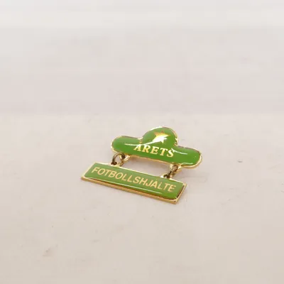 Brosch (Grön, Guldfärgad) Okänd metall