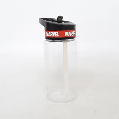 Vandflaske (Transparent, Sort, Rød) fra Marvel