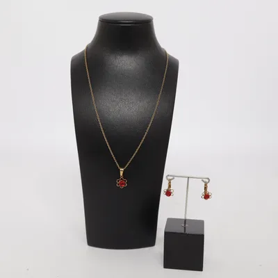 Sieradenset (Goud, Rood) Onbekend materiaal