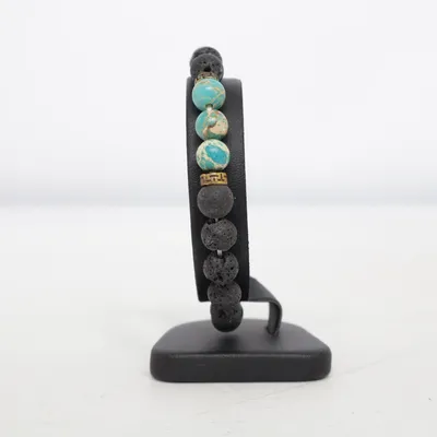 Bracelet (Black, Turquoise) Unknown metal