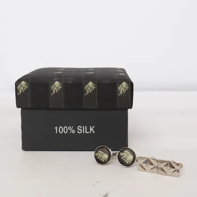 Näsduk (Svart, Guldfärgad) Silke