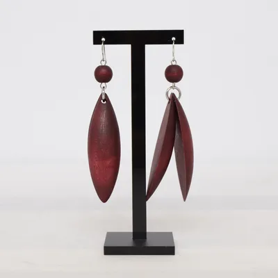 Oorbellen (Lila, Zilver) van Aarikka Onbekend materiaal, Hout