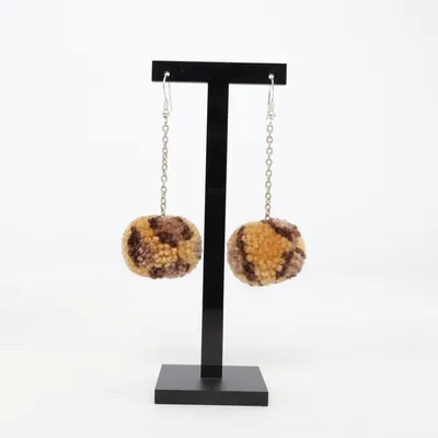 Earrings (Silver, Brown) Silver