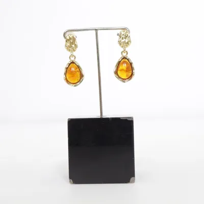 Boucles d'oreilles (Or, Marron) Métal inconnu