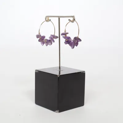Earrings (Gold, Purple) Unknown metal