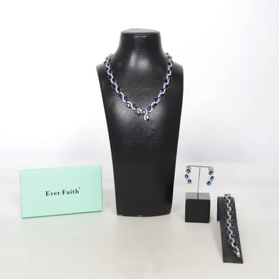 Smyckesset (Blå, Silverfärgad) från Ever Faith Okänd metall