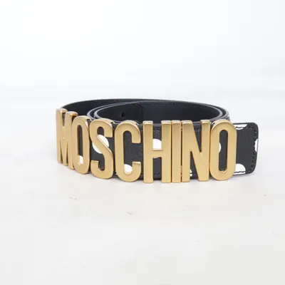 Bälte (Svart, Guldfärgad) från Moschino Couture! Skinn