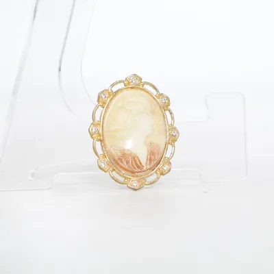 Brosch (Guldfärgad, Beige) Okänd metall