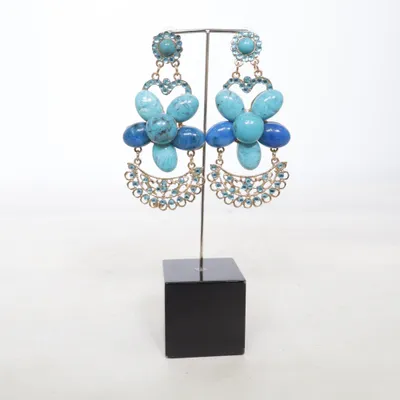 Örhängen (Blå, Turkos, Guldfärgad) Okänd metall