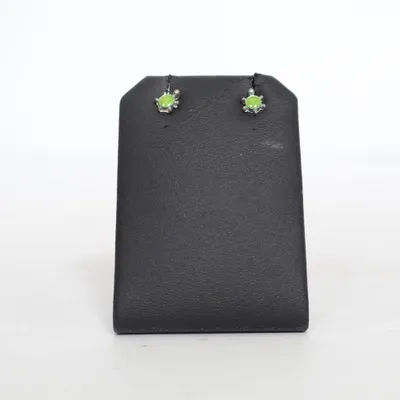 Boucles d'oreilles (Vert, Argent) Métal inconnu