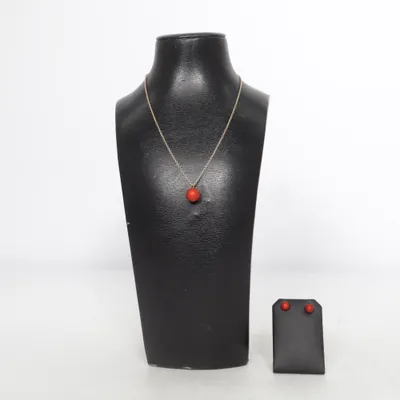 Jewelry set (Red, Gold) from Guldfynd Unknown metal