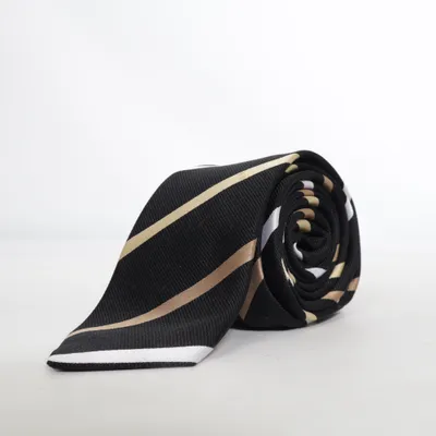Cravate (Noir, Blanc, Beige) de Atlas Design Soie