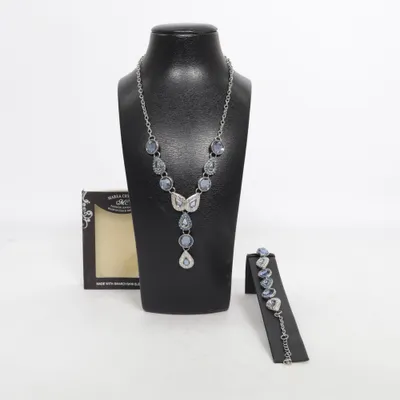Jewelry set (Silver, Blue) from Marea Crystal Unknown metal