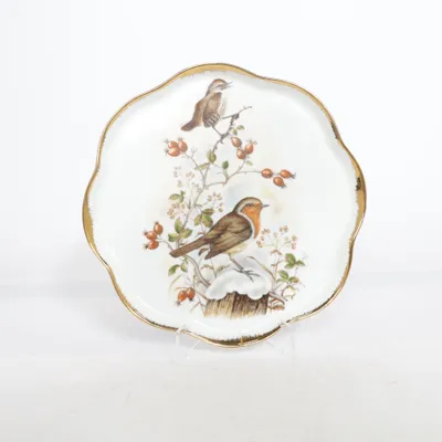 Väggtallrik (Vit, Brun, Röd)