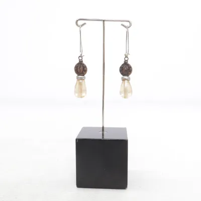 Boucles d'oreilles (Marron, Argent) Métal inconnu