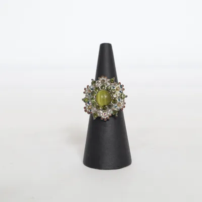 Ring (Green, Silver) Unknown metal
