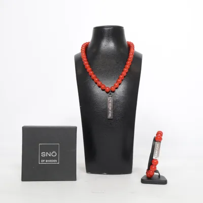 Jewelry set (Red, Silver) from Snö of Sweden Unknown metal