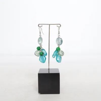 Earrings (Turquoise, Green, Gray) Unknown metal