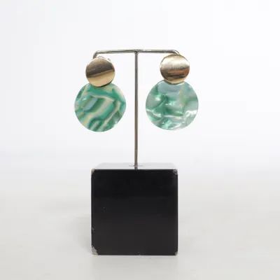 Boucles d'oreilles (Vert, Or) Métal inconnu