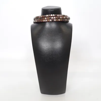 Choker (Brun, Flerfarvet) Ukendt metal, Læder