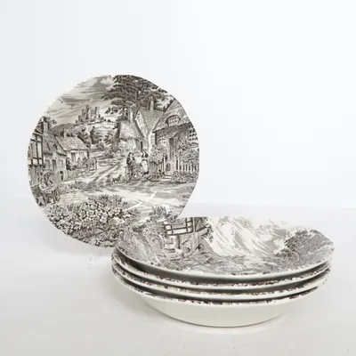 Diep bord (Old English Village) van Enoch Wedgwood