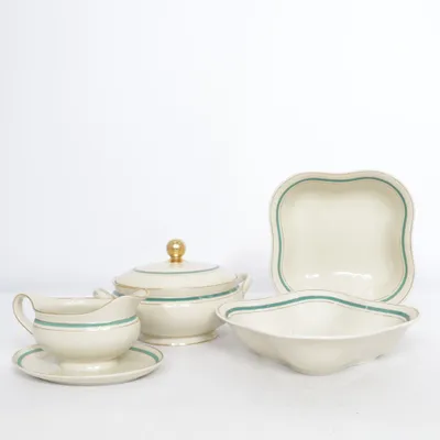 Service (Beige, Groen, Goud) van Kobenhavns Porcellains Maleri