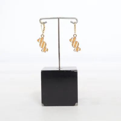 Boucles d'oreilles (Orange, Blanc, Or) Métal inconnu, Acier inoxydable