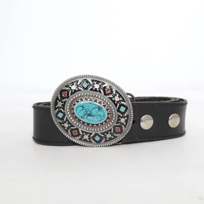 Belt (Black, Multicolored) Leather