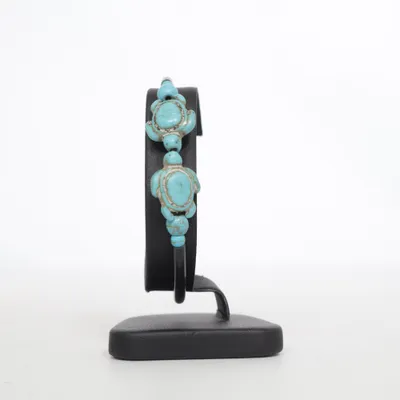 Bracelet (Black, Turquoise) Unknown metal
