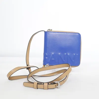 Portefeuille (Bleu, Beige) de Ganni Coton, Cuir