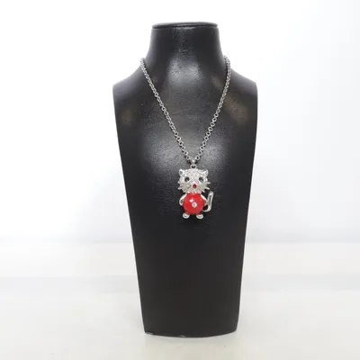 Halsband (Röd, Silverfärgad) från Fossil Okänd metall