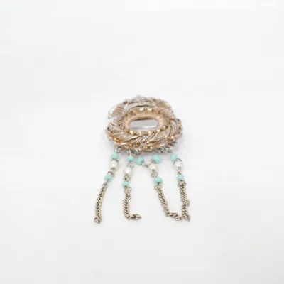 Brosch (Guldfärgad, Turkos, Vit) Okänd metall