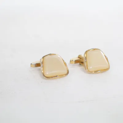 Manchetknopen (Goud, Beige) Onbekend materiaal