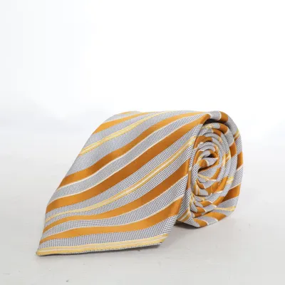 Cravate (Or, Gris, Blanc) de Ted Lapidus Soie