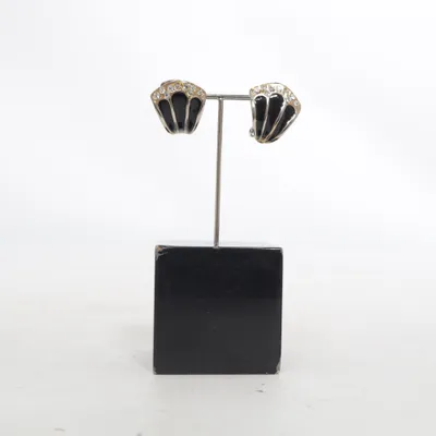 Clip on earrings (Black, Gold) Unknown metal