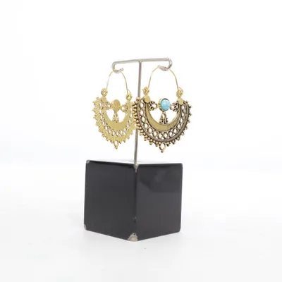 Boucles d'oreilles (Or, Turquoise) Métal inconnu