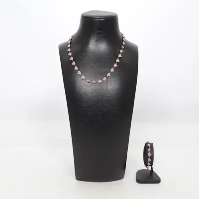 Sieradenset (Roze, Zilver) Onbekend materiaal