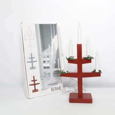 Elektrisk adventsljusstake (Röd, Vit) från Star Trading