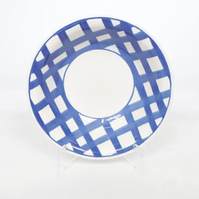 Skål (Beautiful blue and white checkered plaid vintage porcelain plate) från Vintage