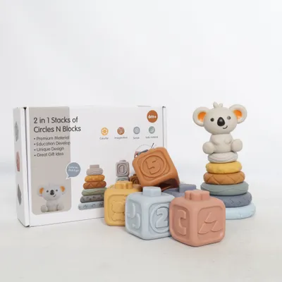 Jouet d'éveil (2 In 1 Stacks Of Circles N Blocks) de Iso Trade