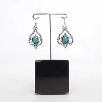 Boucles d'oreilles (Turquoise, Argent) Métal inconnu