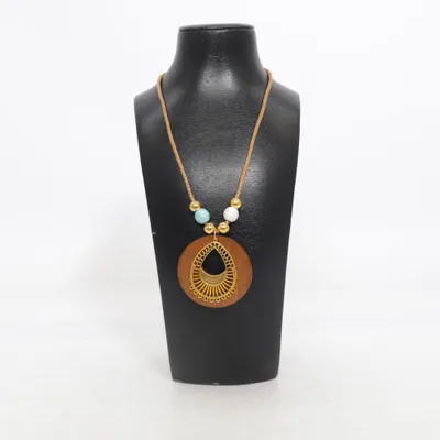 Necklace (Brown, Gold, Turquoise) Unknown metal