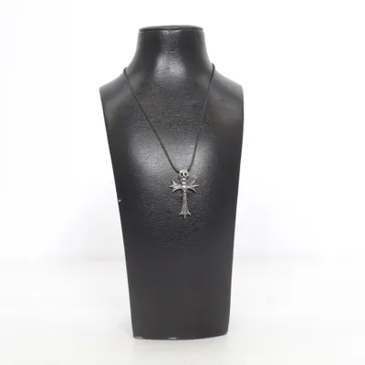 Halskæde (Sort, Sølv) Ukendt metal