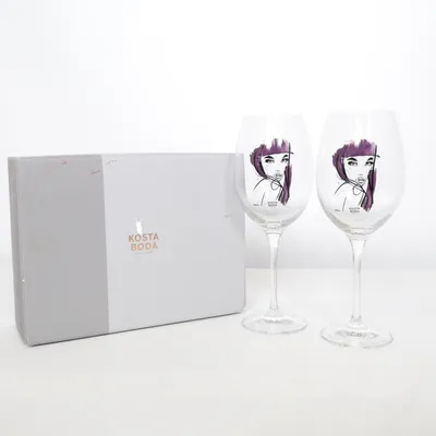 Vinglas (Transparent, Svart, Lila) från Kosta Boda