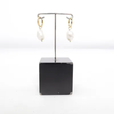 Earrings (Gold, White) Unknown metal